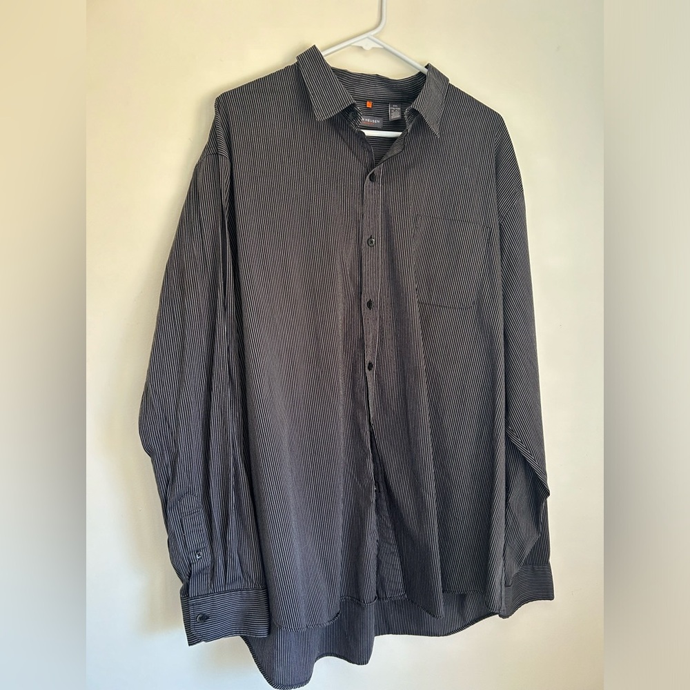 Van Heusen Men's Dark Gray Striped Dress Shirt